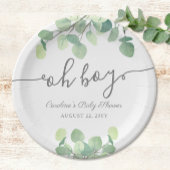 Modern Greenery Eucalyptus Oh Boy Baby shower Papieren Bordje