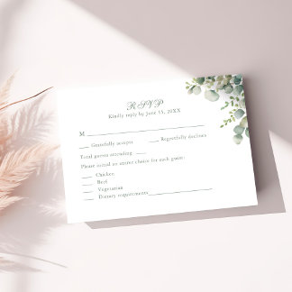 Modern Greenery Eucalyptus Wedding RSVP Card Kaartje
