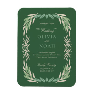 Modern Greenery Framed Wedding Invitation Magneet