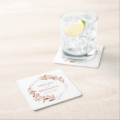 Modern Greenery Geometric Herfst Rustic Wedding Vierkante Kartonnen Onderzetter (Insitu)