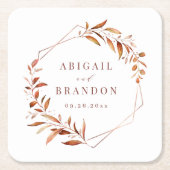 Modern Greenery Geometric Herfst Rustic Wedding Vierkante Kartonnen Onderzetter (Voorkant)