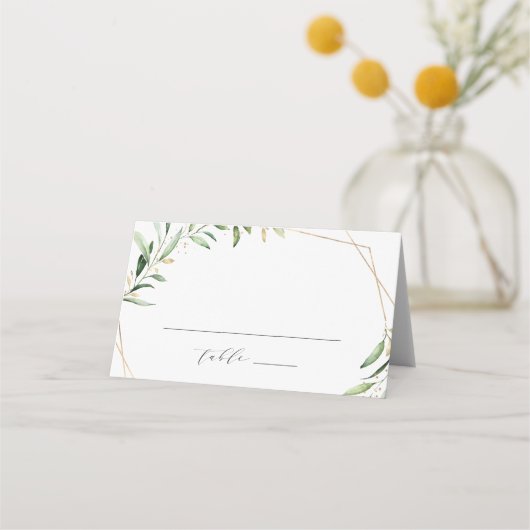 Modern Greenery Gold Geometric Rustic Wedding (Voorkant)