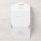 Modern Greenery Gold Geometric Rustic Wedding All In One Uitnodiging (Buitenkant)