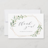 Modern Greenery Gold Geometric Rustic Wedding Bedankkaart (Voorkant)