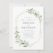 Modern Greenery Gold Geometric Rustic Wedding Kaart (Voorkant)