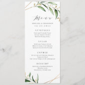 Modern Greenery Gold Geometric Rustic Wedding Menu (Voorkant)
