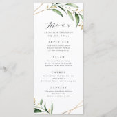 Modern Greenery Gold Geometric Rustic Wedding Menu (Voorkant)
