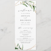 Modern Greenery Gold Geometric Rustic Wedding Programma (Voorkant)