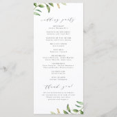 Modern Greenery Gold Geometric Rustic Wedding Programma (Achterkant)