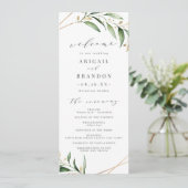 Modern Greenery Gold Geometric Rustic Wedding Programma (Staand voorkant)