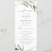 Modern Greenery Gold Geometric Rustic Wedding Programma (Voorkant)
