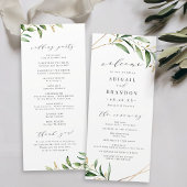 Modern Greenery Gold Geometric Rustic Wedding Programma