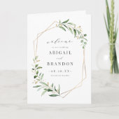 Modern Greenery Gold Geometric Rustic Wedding Programma (Voorkant)