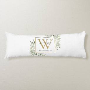 Modern Greenery Gold Monogram Lichaamskussen