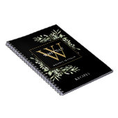 Modern Greenery Gold Monogramme Nom Recette Livre (Côté Droit)