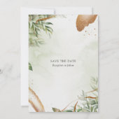 Modern Greenery Gold Wedding Invitation Kaart (Achterkant)