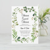 Modern Greenery Housewarming Party Invite Kaart (Staand voorkant)