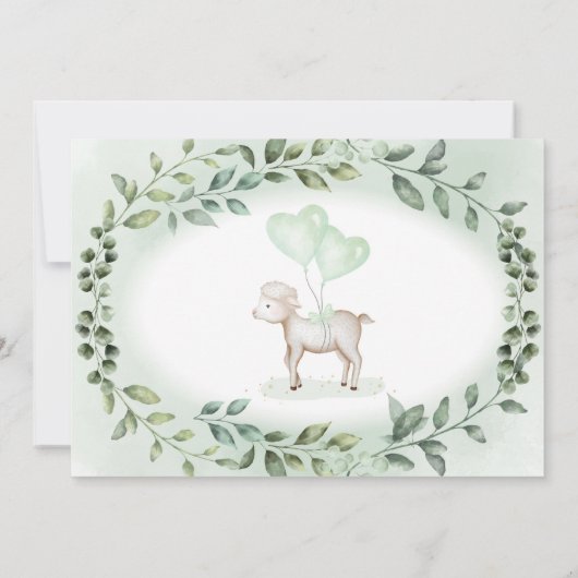 Modern Greenery Lamb Baby Sheep Birthday Kaart (Achterkant)
