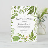 Modern Greenery Leaf Wreath Baby shower Invite Kaart (Staand voorkant)