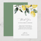 Modern Greenery Lemon Receptie Tafel Dank u Bedankkaart (Voorkant / Achterkant)