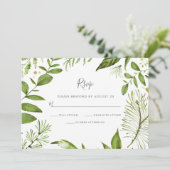Modern Greenery Summer Wedding RSVP Kaart (Staand voorkant)