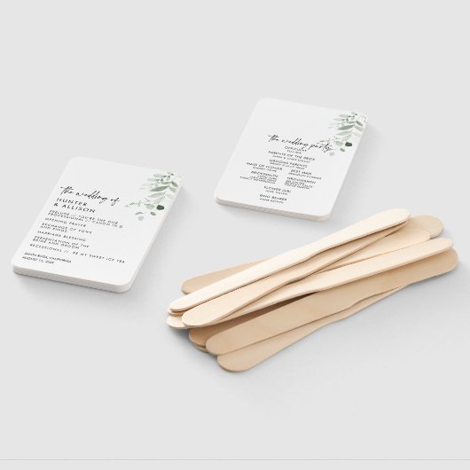 Modern Greenery Wedding Programme Fan Handwaaier (Niet-gemonteerd)