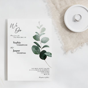 Modern Greenery White We doen een huwelijksuitnodi Kaart