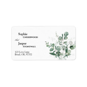 Modern Greenery White Wedding Address Etiket