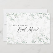 Modern Greenery White Wedding Best Man Voorstel Kaart (Voorkant)