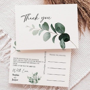 Modern Greenery White Wedding Dank je Briefkaart