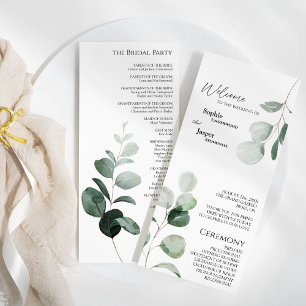 Modern Greenery White Wedding Flat Program Programma