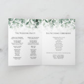 Modern Greenery White Wedding Folded Programme Programma (Binnen)