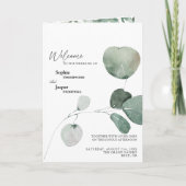 Modern Greenery White Wedding Folded Programme Programma (Voorkant)