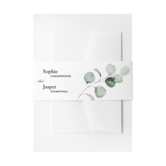 Modern Greenery White Wedding Uitnodigingen Wikkel (Voorkant Voorbeeld)