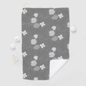 Modern Grey and White Floral Pattern Golfhanddoek (Insitu)