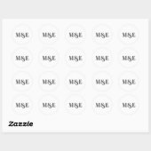 Modern Grey and White Monogram Weddenschap Ronde Sticker (Vel)