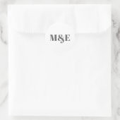 Modern Grey and White Monogram Weddenschap Ronde Sticker (Tas)
