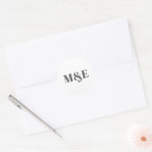 Modern Grey and White Monogram Weddenschap Ronde Sticker (Envelop)