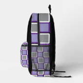 Modern Grey Backpack with Pale Purple & White Bedrukte Rugzak (Rechts)