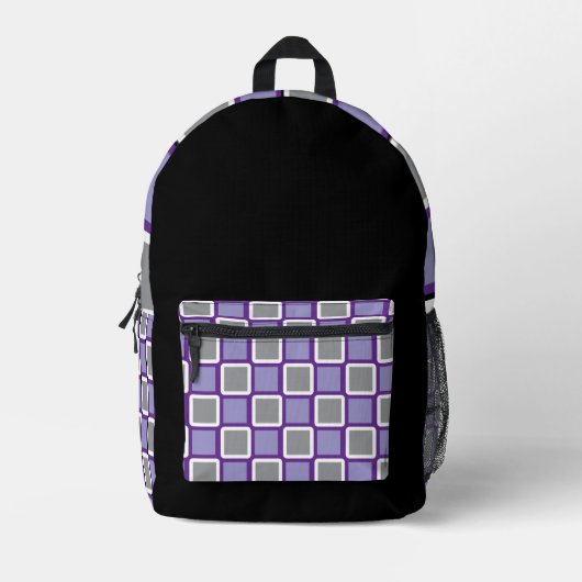 Modern Grey Backpack with Pale Purple & White Bedrukte Rugzak (Voorkant)