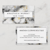 Modern Grey Black & White Marble Minimalist Luxury Visitekaartje (Voorkant / Achterkant)