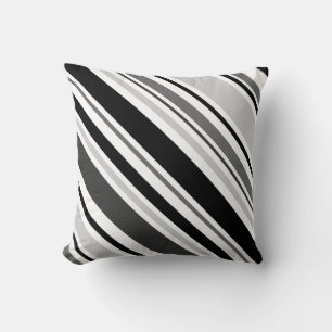 Modern Grey, Black, White Stripe Pillow Kussen