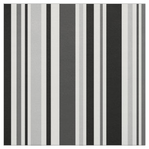 Modern Grey, Black, White Stripes Geometric Fabric Stof