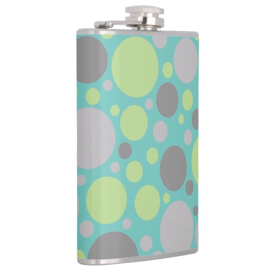 Modern Grey en Green Bubbles Heupfles (Rechts)