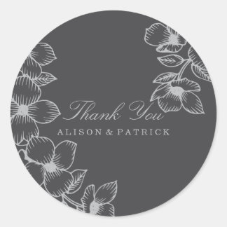 Modern Grey Floral Dank u Stickers