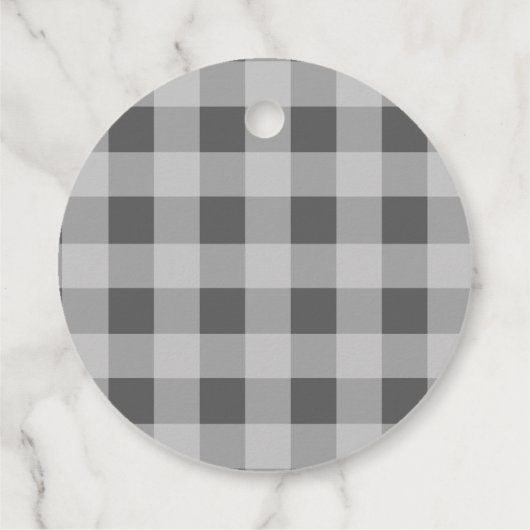 Modern Grey Gingham Baby shower dank u Bedankjes Labels (Achterkant)