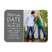 Modern Grey Hearts Weddenschap Foto bewaart datum Magneet (Horizontaal)