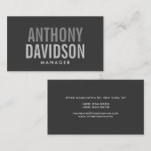 Modern Grey Huge Bold Text Visitekaartje (Voorkant / Achterkant)