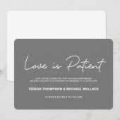 Modern Grey Love is Patient Wedding Postponement Kaart (Voorkant / Achterkant)