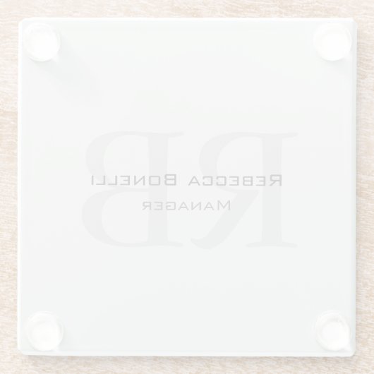 Modern Grey Monogram Manager Voeg Naam Initialen t Glazen Onderzetter (Achterkant)
